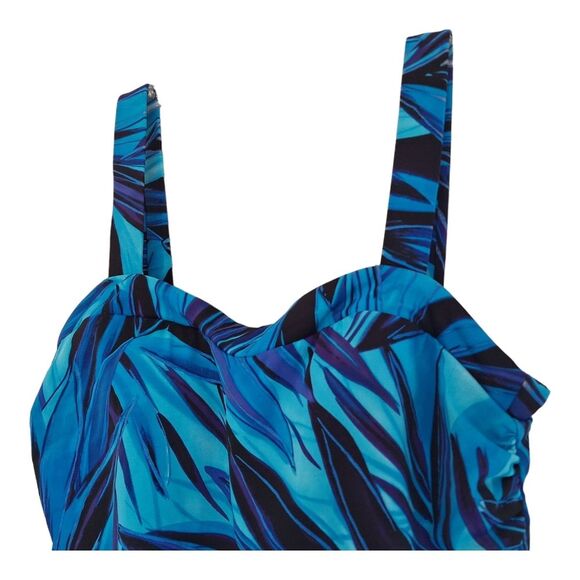 Miraclesuit Tankini Breezy Swim Top Modest Wire Free Vivid Blue Tropical size 10 - Picture 4 of 15